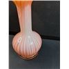 Image 3 : Vintage Handblown Orange & White Candy Stripe Swirl Vase - 9" Tall