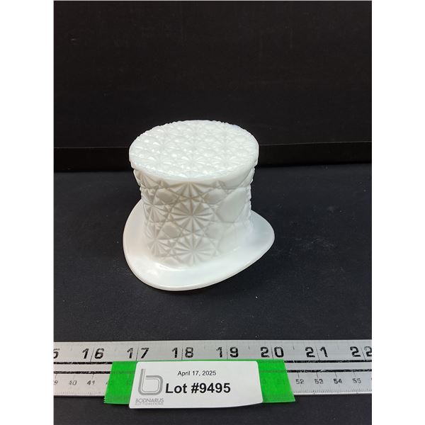Vintage Milk Glass Top Hat - 4" x 5"