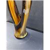 Image 3 : Vintage Amber Brown & Beige Blown Art Glass Vase - 17" Tall