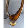 Image 4 : Vintage Amber Brown & Beige Blown Art Glass Vase - 17" Tall