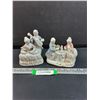 Image 1 : (2) Porcelain Renaissance Style Woman & Man Figurine Sets - 5" Tall