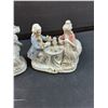Image 3 : (2) Porcelain Renaissance Style Woman & Man Figurine Sets - 5" Tall