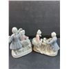 Image 4 : (2) Porcelain Renaissance Style Woman & Man Figurine Sets - 5" Tall