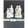 Image 1 : (2) Porcelain Renaissance Style Woman & Man Figurine Sets - 5" Tall