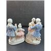 Image 4 : (2) Porcelain Renaissance Style Woman & Man Figurine Sets - 5" Tall
