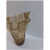Image 2 : Vintage Murano Style Ruffled Handkerchief Vase Amber Swirl Art Glass - 15" Tall