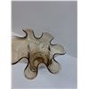 Image 4 : Vintage Murano Style Ruffled Handkerchief Vase Amber Swirl Art Glass - 15" Tall