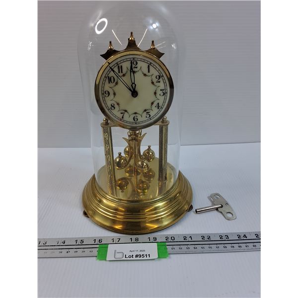 Vintage Anniversary Clock w/Key - Works - 12" Tall