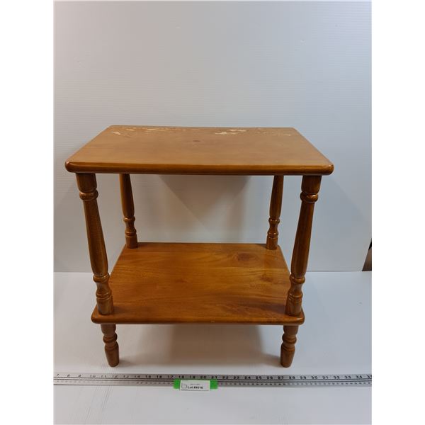 Wood Two Tiered End Table - Some Wear - 20" x 18" x 13"