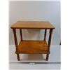 Image 1 : Wood Two Tiered End Table - Some Wear - 20" x 18" x 13"