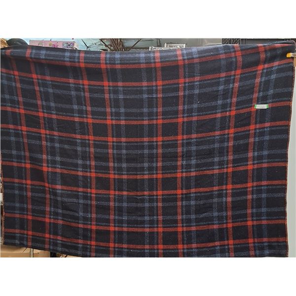 Vintage Wool Plaid Blanket - 84" x 59"