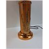 Image 2 : Vintage Copper End Table Lamp w/Shade & Fern Brass Details - 23.5" x 13" - Works