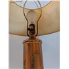Image 3 : Vintage Copper End Table Lamp w/Shade & Fern Brass Details - 23.5" x 13" - Works