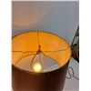 Image 6 : Vintage Copper End Table Lamp w/Shade & Fern Brass Details - 23.5" x 13" - Works
