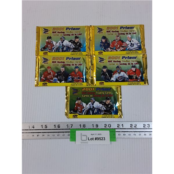 (5) Prism 2001 NHL Hockey Trading Cards in Sealed Packages