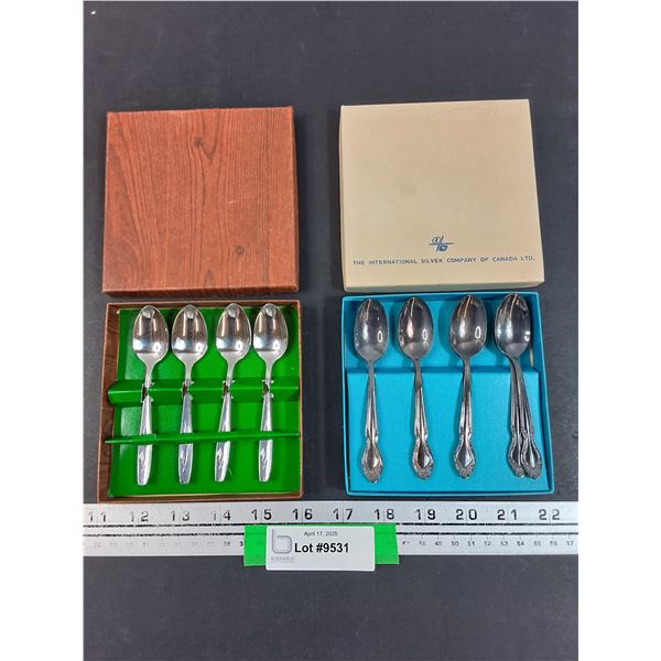 (2) Vintage Silver Tea Spoon Collections in Original Boxes