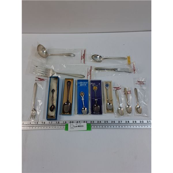 (8) Sterling Silver Silverware Set, (5) Silver Collector Spoons (Princess Margaret, Sears Tower, Haw