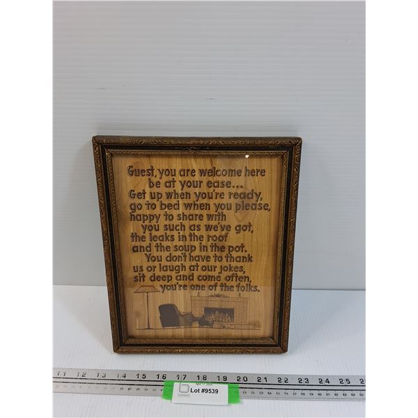 Custom Welcome Guest Sign in Wood Frame - 9" x 11"