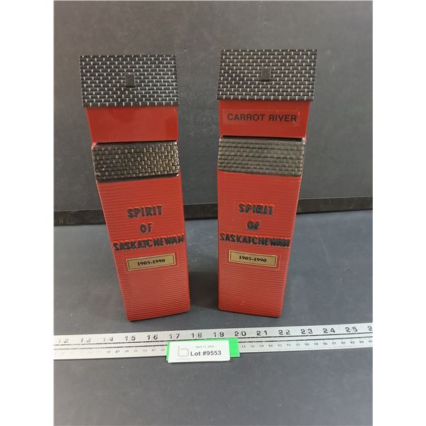 (2) Saskatchewan Whiskey Grain Elevator Decanters - Carrot River