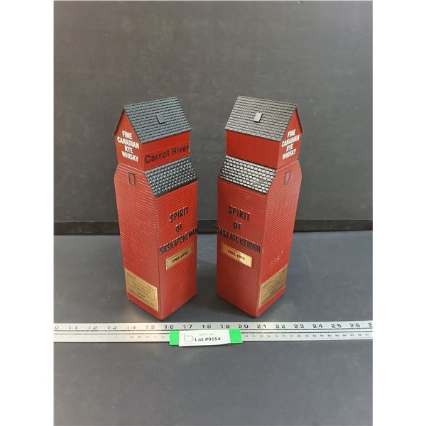 (2) Saskatchewan Whiskey Grain Elevator Decanters - Carrot River