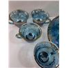 Image 6 : Indiana Glass Princess Blue Irridescent Punch Bowl & (12) Glasses Set & Serving Spoon