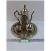 Image 1 : Silver Plated Coffee Pot, Cream & Sugar Set, Serving Plate