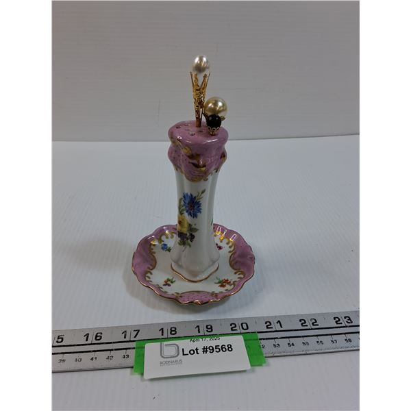 Vintage Paris Royal Hat Pin Holder & (3) Hair Pins