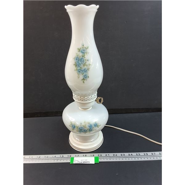 Vintage Milk Glass Double Lamp - Works, Bottom Section May Need New Bulb - 17" Tall