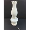 Image 4 : Vintage Milk Glass Double Lamp - Works, Bottom Section May Need New Bulb - 17" Tall