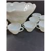 Image 3 : Vintage Milk Glass Punch Bowl Set w/(10) Cups