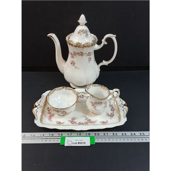 Royal Albert Dimity Rose Pattern China: Coffee Pot, Sugar 