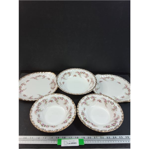 Royal Albert Dimity Rose Pattern China Set: (3) Serving Bowls 