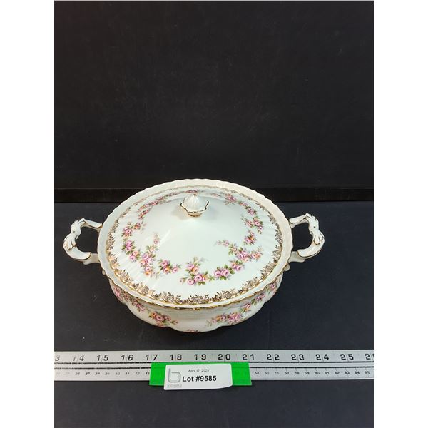 Royal Albert Dimity Rose Pattern China Set: Serving Bowl w/Lid