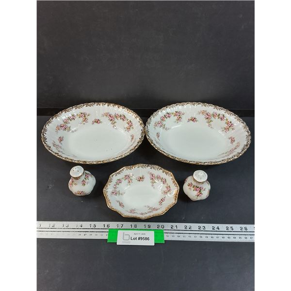 Royal Albert Dimity Rose Pattern China Set: (3) Serving Bowls 