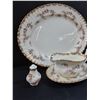 Image 2 : Royal Albert Dimity Rose Pattern China Set: Large Serving Platter, Gravy Boat Set, Salt & Pepper Set