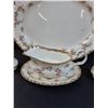 Image 3 : Royal Albert Dimity Rose Pattern China Set: Large Serving Platter, Gravy Boat Set, Salt & Pepper Set