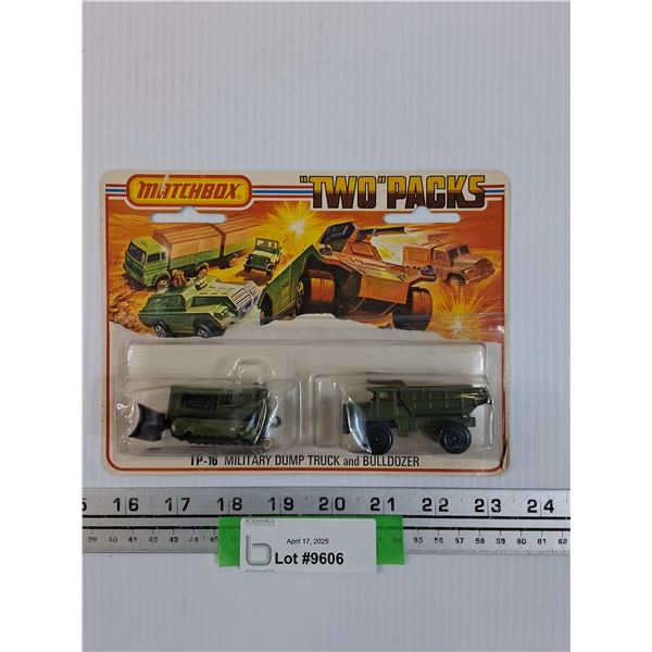Matchbox Die Cast "Two Packs" - TP-16 Miltary Dump Truck & Bulldozer Set - NOS