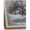 Image 2 : "Winter Hunting Cabin" Painting in Frame - 29.5" x 24.5"