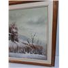 Image 3 : "Winter Hunting Cabin" Painting in Frame - 29.5" x 24.5"