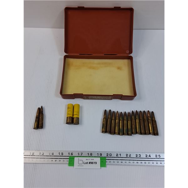 *^ Ammo/Bullets Lot: (13) Winchester 308, (2) Remington 20 Gauge, (1) Winchester 243 & 30-30