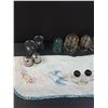 Image 4 : (3) Glass Insulators, Coca Cola Bottle, (5) Salt & Pepper Shakers & Embroidered Small Tablecloth