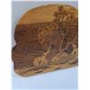 Image 2 : Vintage Wood Inlay Elephant Scene on Oak Board - 27" x 11"