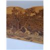 Image 3 : Vintage Wood Inlay Elephant Scene on Oak Board - 27" x 11"