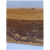 Image 4 : Vintage Wood Inlay Elephant Scene on Oak Board - 27" x 11"