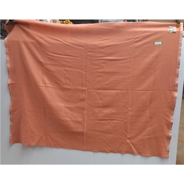 Vintage Wool Peachy-Pink Blanket - Made Saskatchewan - 72" x 60"