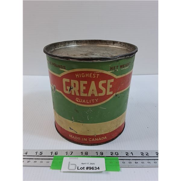 Five Pounds of Grease Tin - Made in Canada -6.5" x 6.5"
