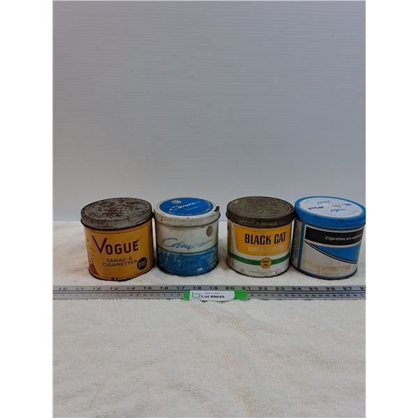 (4) Tobacco Tins: Vogue, Cameo, Black Cat, Player's