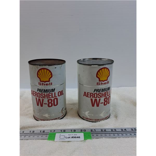 (2) Oil Cans: Shell W-80 - One Full, One Empty - CANNOT SHIP