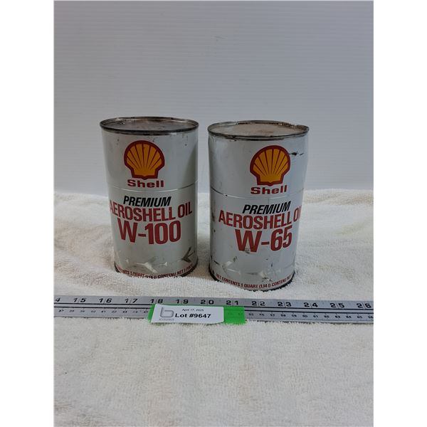 (2) Oil Tin: Shell W-100 & W-65 - One Full, One Empty - CANNOT SHIP