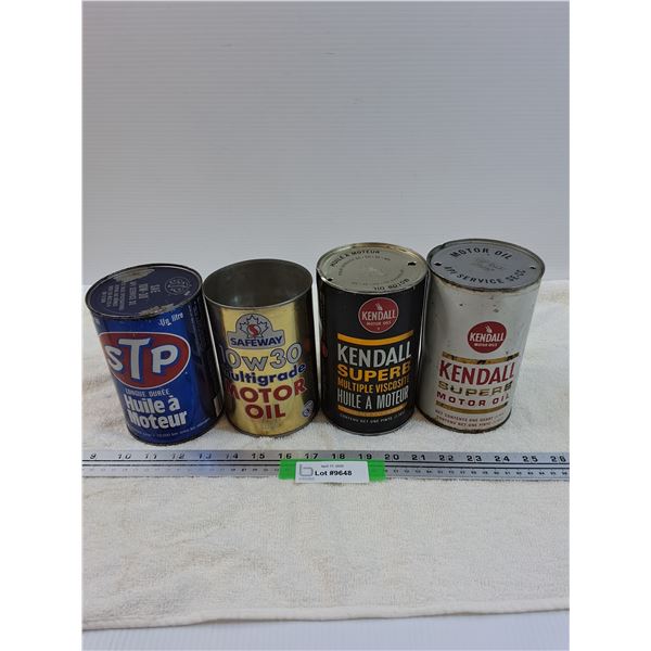(4) Oil Cans: Safeway, STP, Kendal